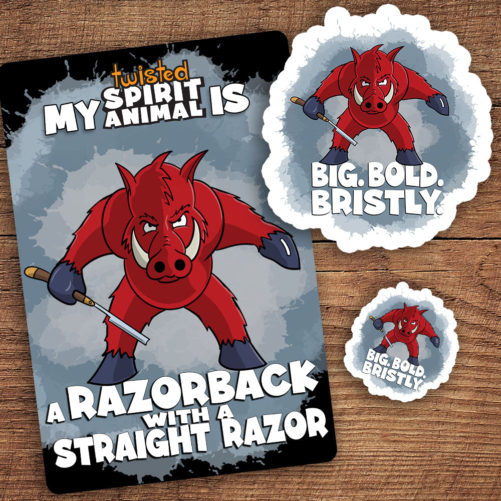 Razorback with a Straight Razor sticker pack DangerBearIndustries 