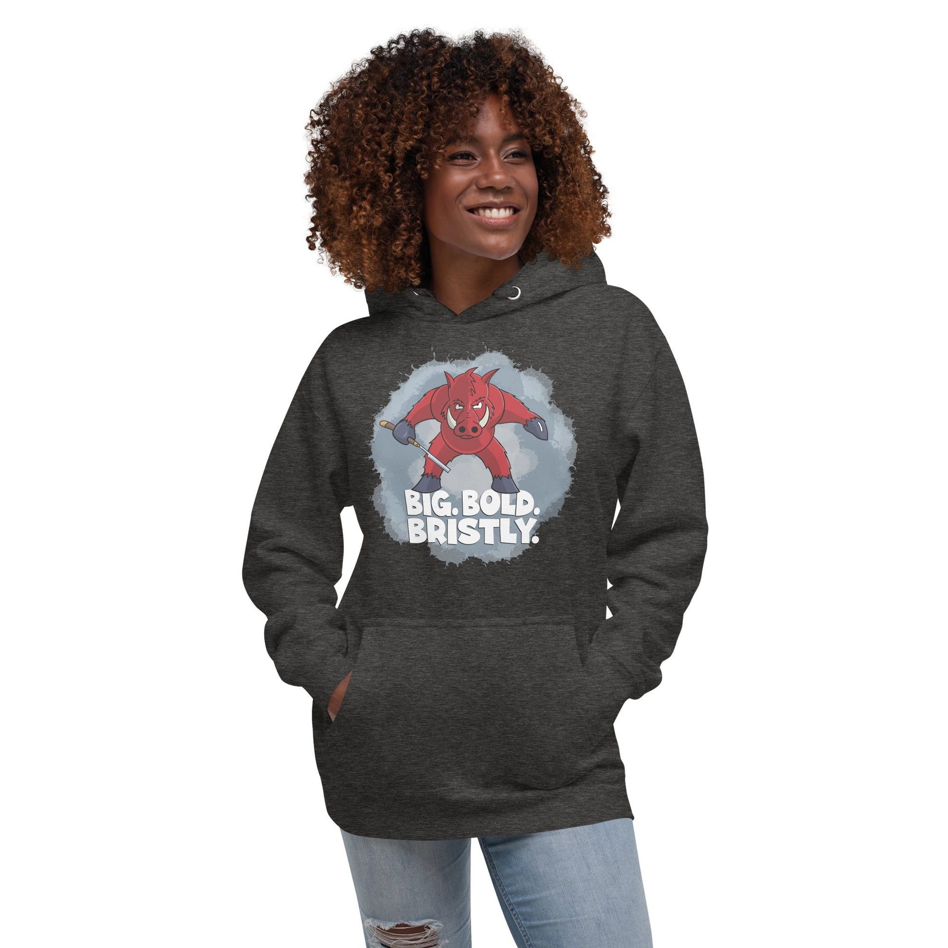 Razorback with a Straight Razor Unisex Hoodie Danger Bear Industries Charcoal Heather S 