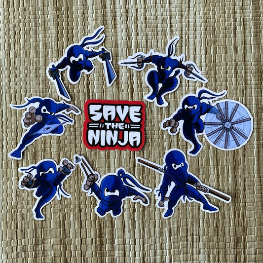 Save the Ninja Sticker pack DangerBearIndustries Blue 