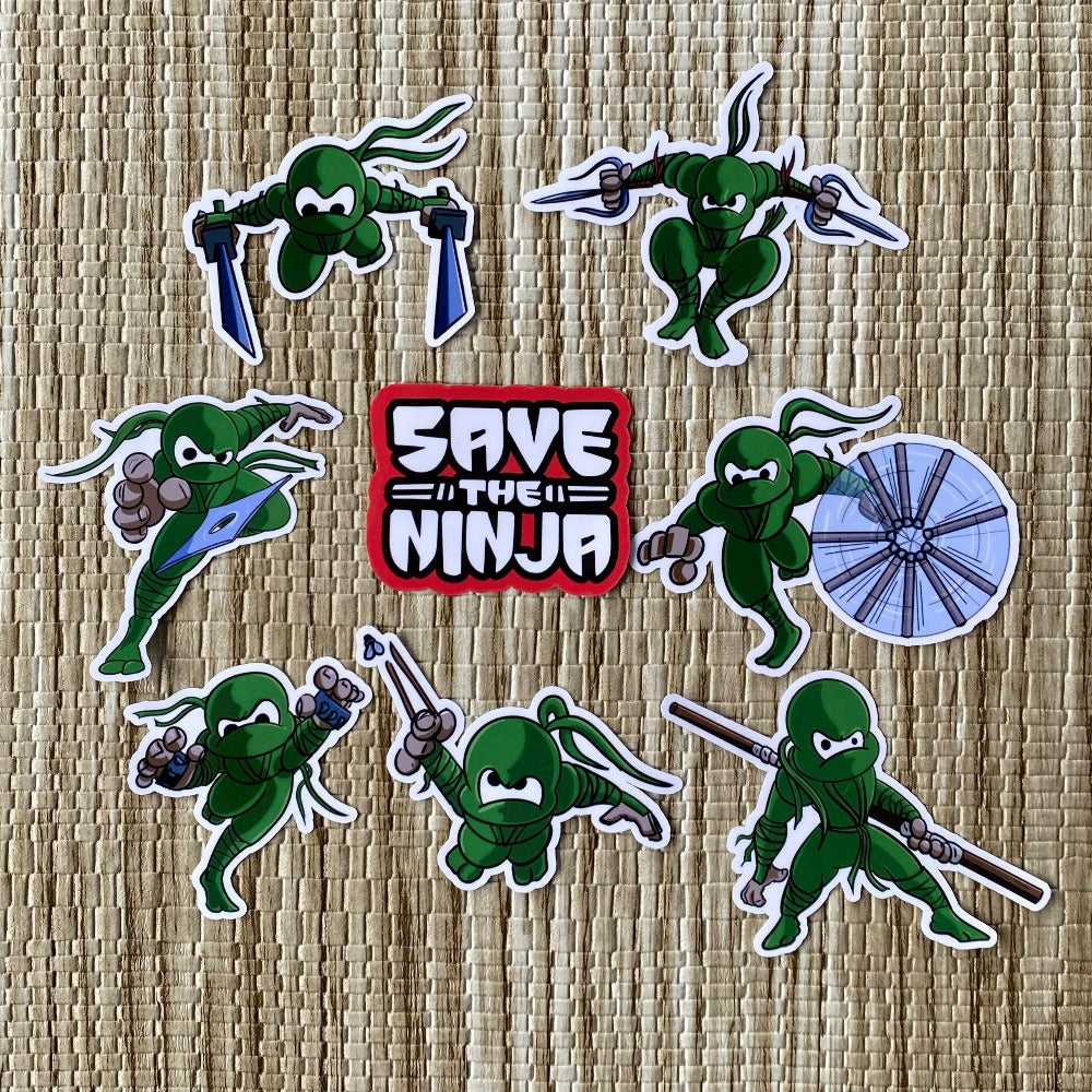Save the Ninja Sticker pack DangerBearIndustries Green 