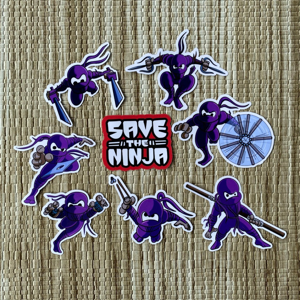 Save the Ninja Sticker pack DangerBearIndustries Purple 