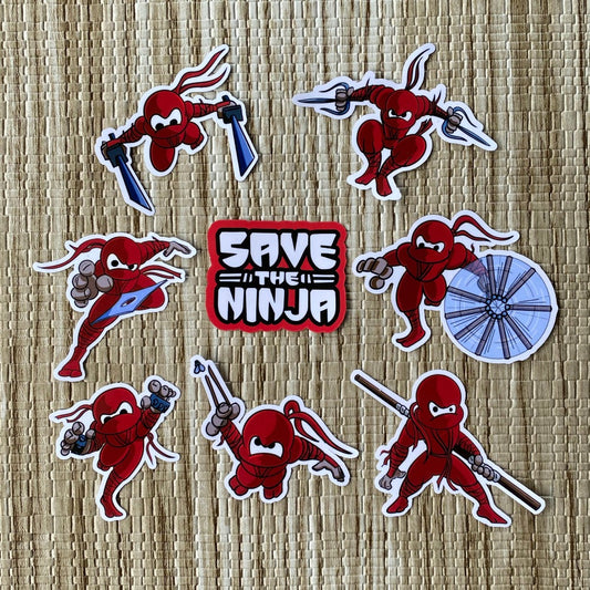 Save the Ninja Sticker pack DangerBearIndustries Red 