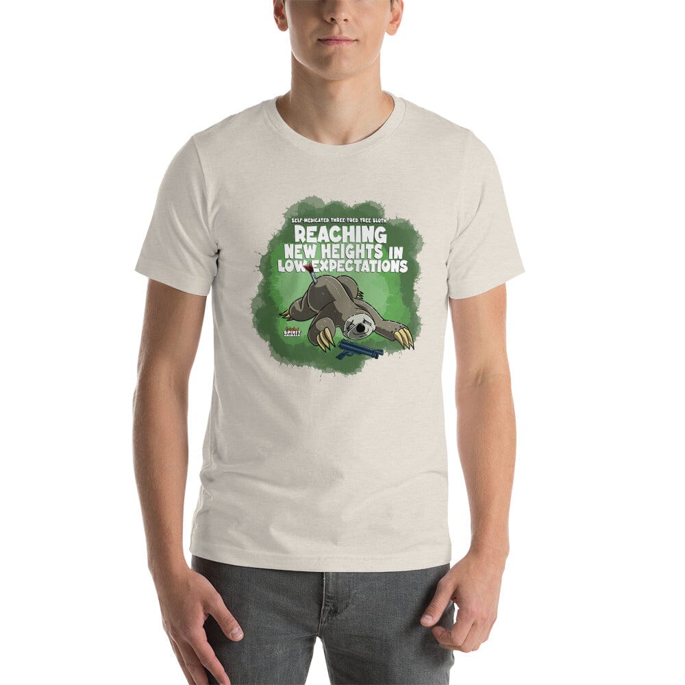 Self-Medicated Three-Toed Tree Sloth Unisex t-shirt Danger Bear Industries Heather Dust S 