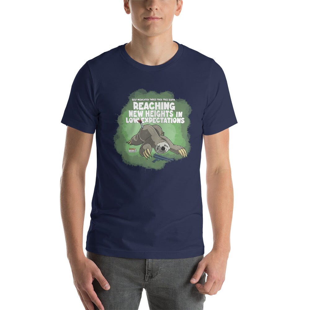 Self-Medicated Three-Toed Tree Sloth Unisex t-shirt Danger Bear Industries Navy XS 