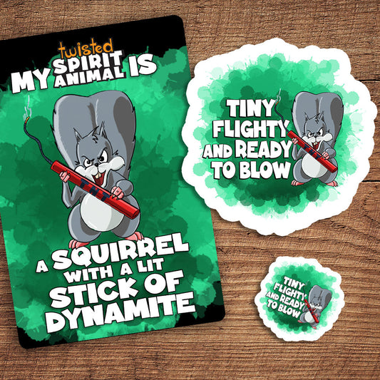 Squirrel with a Lit Stick of Dynamite sticker pack DangerBearIndustries 