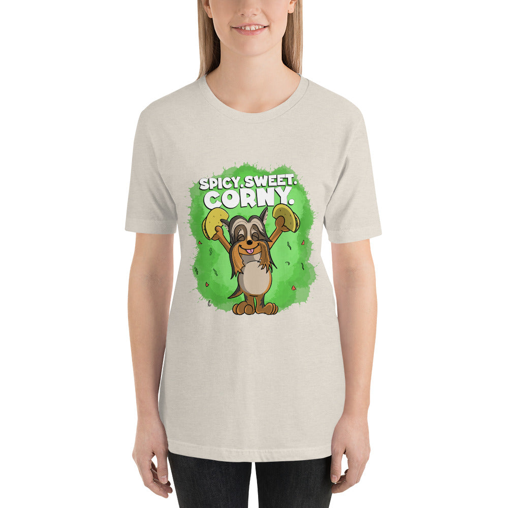 Taco-Loving Terrier Unisex t-shirt Danger Bear Industries Heather Dust S 